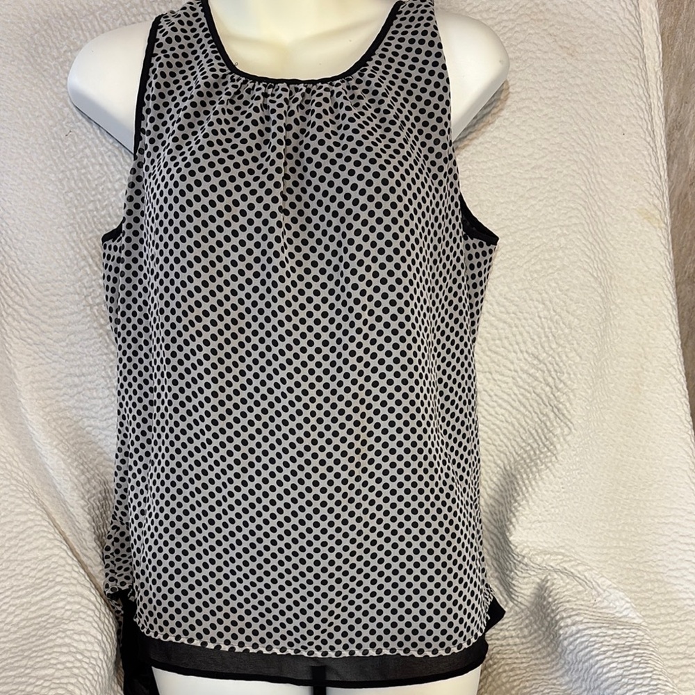 Polka Dot Sleeveless Top - Black and White